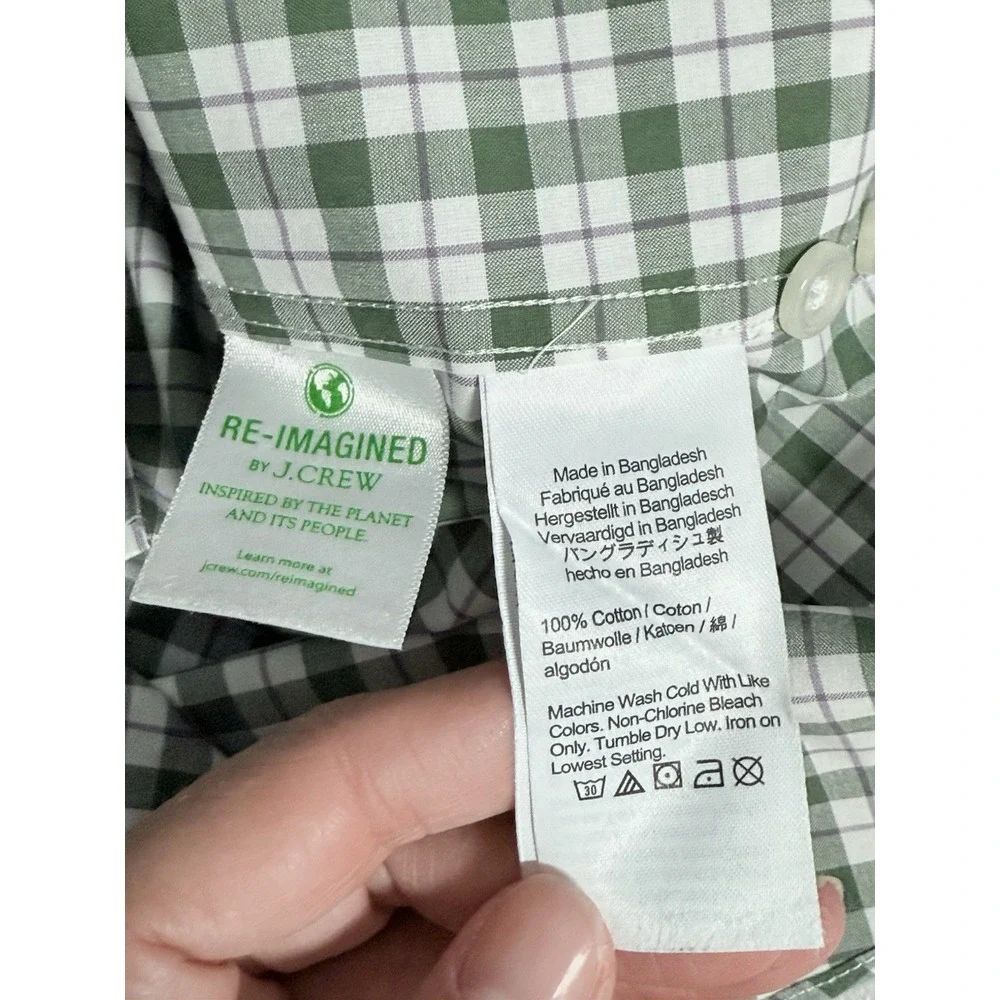 J. Crew‎ Ludlow Premium Slim Dress Shirt Men's 16 x 32 Green Purple Check Casual